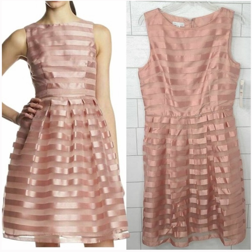 London Times Pink Stripe Cocktail Dress Size 4 - NWT